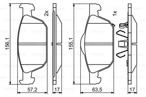Дисковые тормозные колодки комплект BOSCH 0986494785
