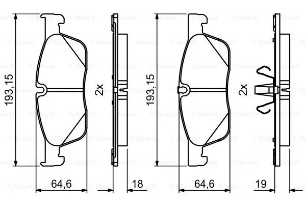 Комплект тормозных колодок дискового тормоза BOSCH 0986494818