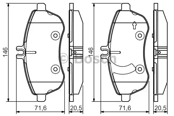 Комплект тормозных колодок дискового тормоза BOSCH 0986495104