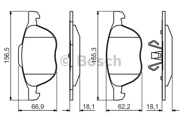 Комплект тормозных колодок дискового тормоза BOSCH 0986495215