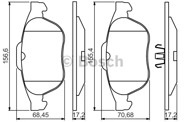 Комплект тормозных колодок дискового тормоза BOSCH 0986495264