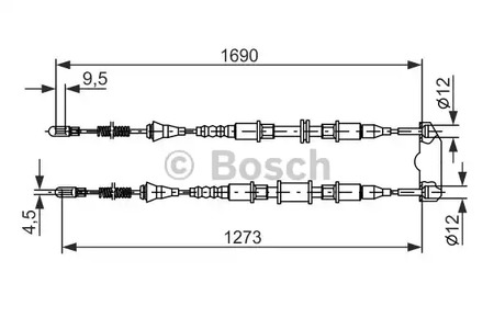 Трос стояночного тормоза BOSCH 1 987 477 129