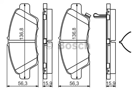 Комплект тормозных колодок дискового тормоза BOSCH 0 986 494 562