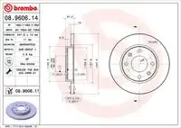 Диск тормозной передн peugeot 206 sw 02- 206 хечбэк 98- 306 94-01 306 хечбэк 93-01 BREMBO 08.9606.11