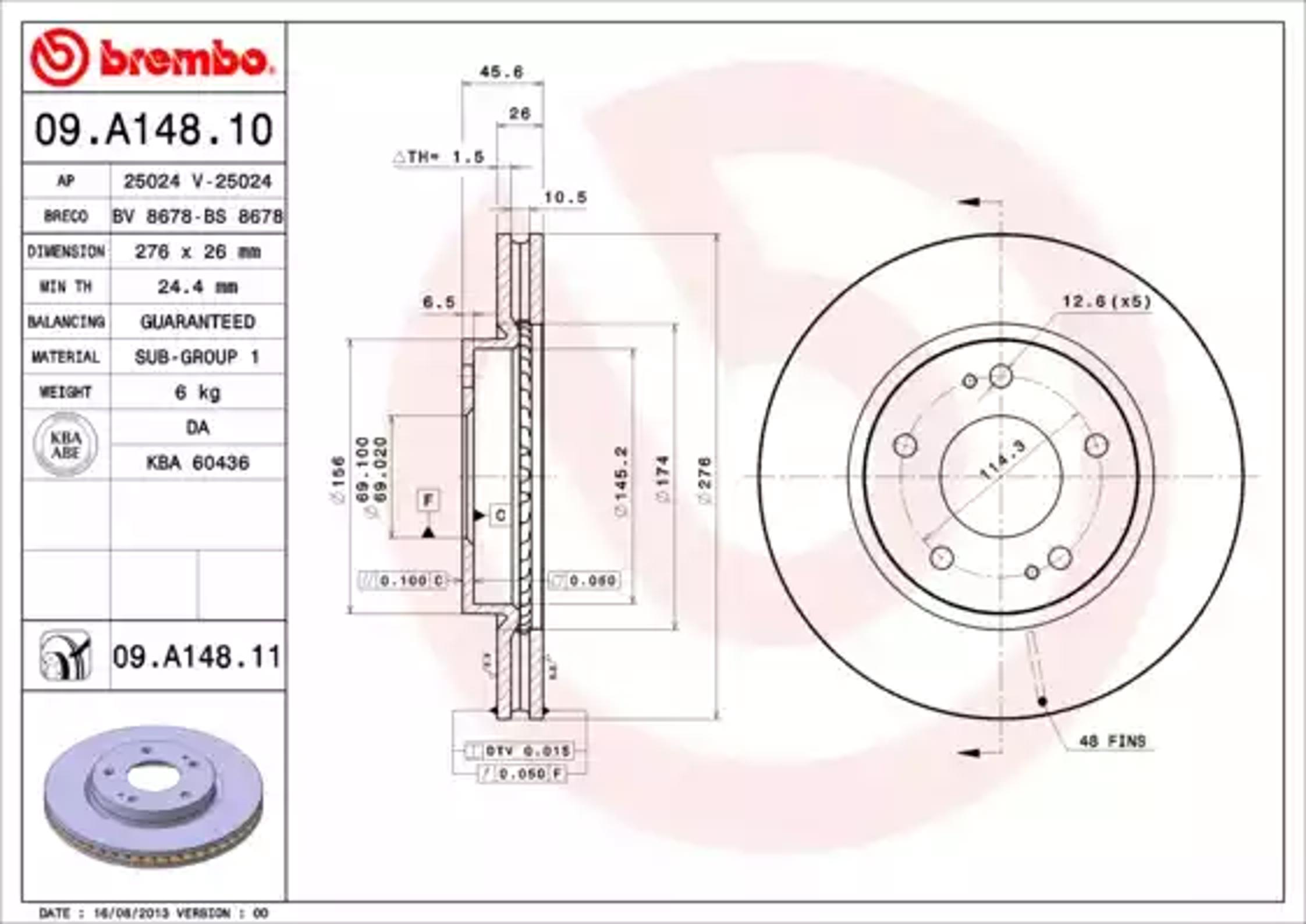 Диск тормозной BREMBO 09.A148.10