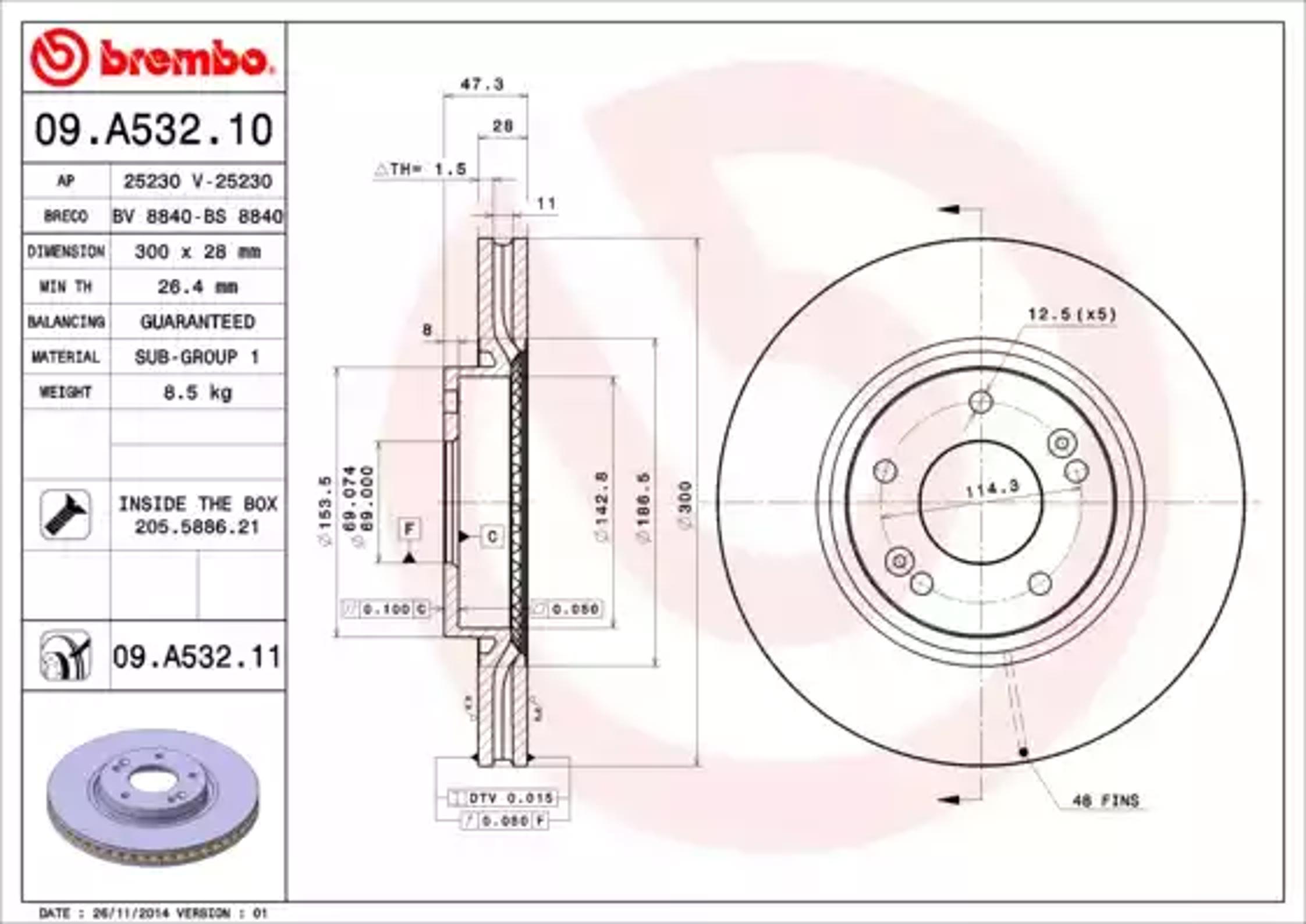 Диск тормозной BREMBO 09.A532.10