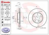 Диск тормозной передний BREMBO 09.C312.21