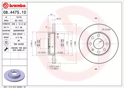 Диск тормозной BREMBO 08.4475.10
