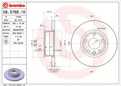 Диск тормозной BREMBO 08.5768.10