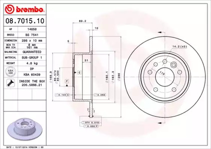 Диск тормозной BREMBO 08.7015.10