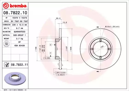 Диск тормозной BREMBO 08.7822.10