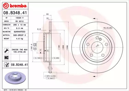 Диск тормозной BREMBO 08.B348.41