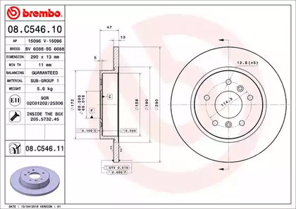 Тормозной диск BREMBO 08.C546.11