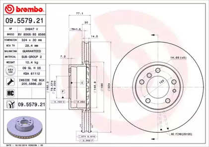 Диск тормозной BREMBO 09.5579.21