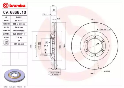 Тормозной диск BREMBO 09.6866.10