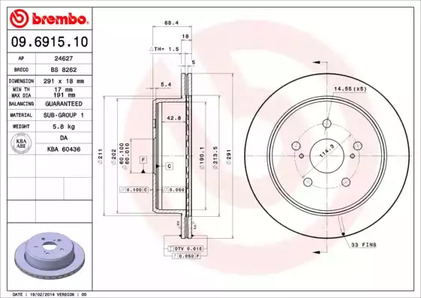 Диск тормозной BREMBO 09.6915.10