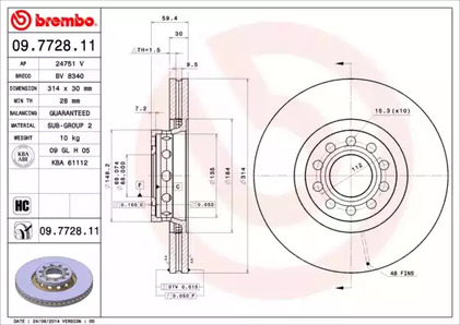 Диск тормозной BREMBO 09.7728.11