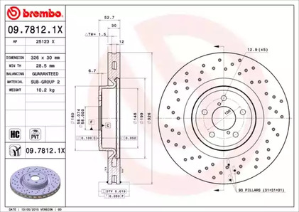 Диск тормозной BREMBO 09.7812.1X