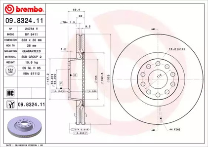 Диск тормозной BREMBO 09.8324.11
