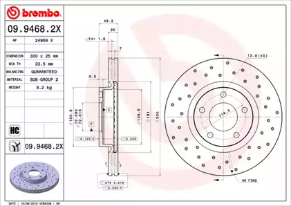 Тормозной диск BREMBO 09.9468.2X