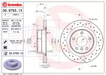 Диск тормозной BREMBO 09.9793.1X