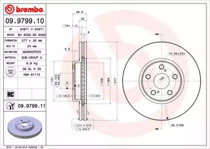 Диск тормозной BREMBO 09.9799.11