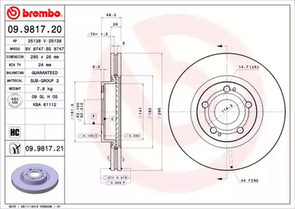Тормозной диск BREMBO 09.9817.20