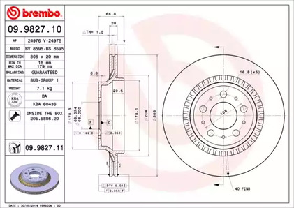 Тормозной диск BREMBO 09.9827.11