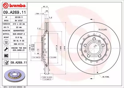 Диск тормозной BREMBO 09.A269.11