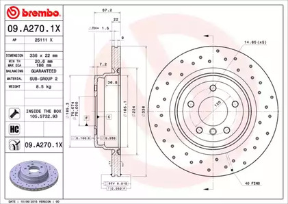 Тормозной диск BREMBO 09.A270.1X