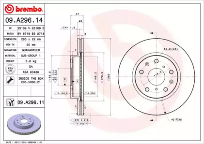 Тормозной диск BREMBO 09.A296.11
