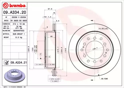 Тормозной диск BREMBO 09.A334.21