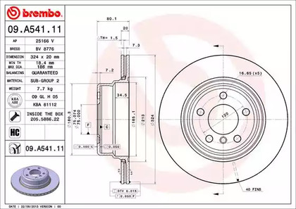Диск тормозной BREMBO 09.A541.11