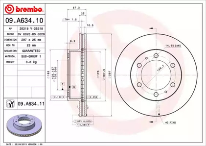 Тормозной диск BREMBO 09.A634.10