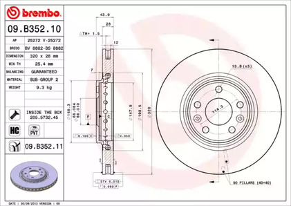 Диск тормозной BREMBO 09.B352.11