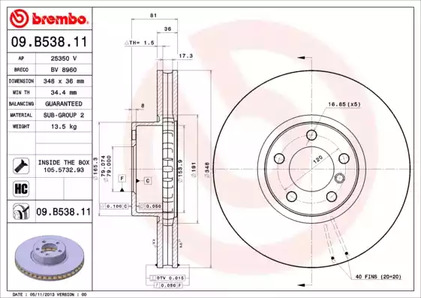 Тормозной диск BREMBO 09.B538.11