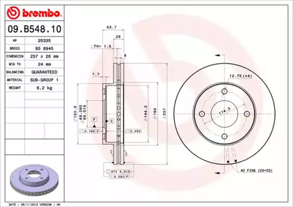 Тормозной диск BREMBO 09.B548.10