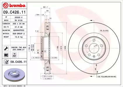 Диск тормозной BREMBO 09.C426.11