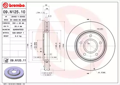 Тормозной диск BREMBO 09.N125.11