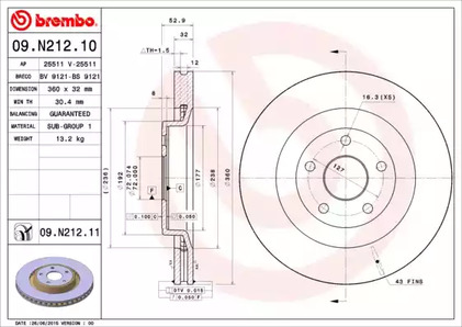 Тормозной диск BREMBO 09.N212.11