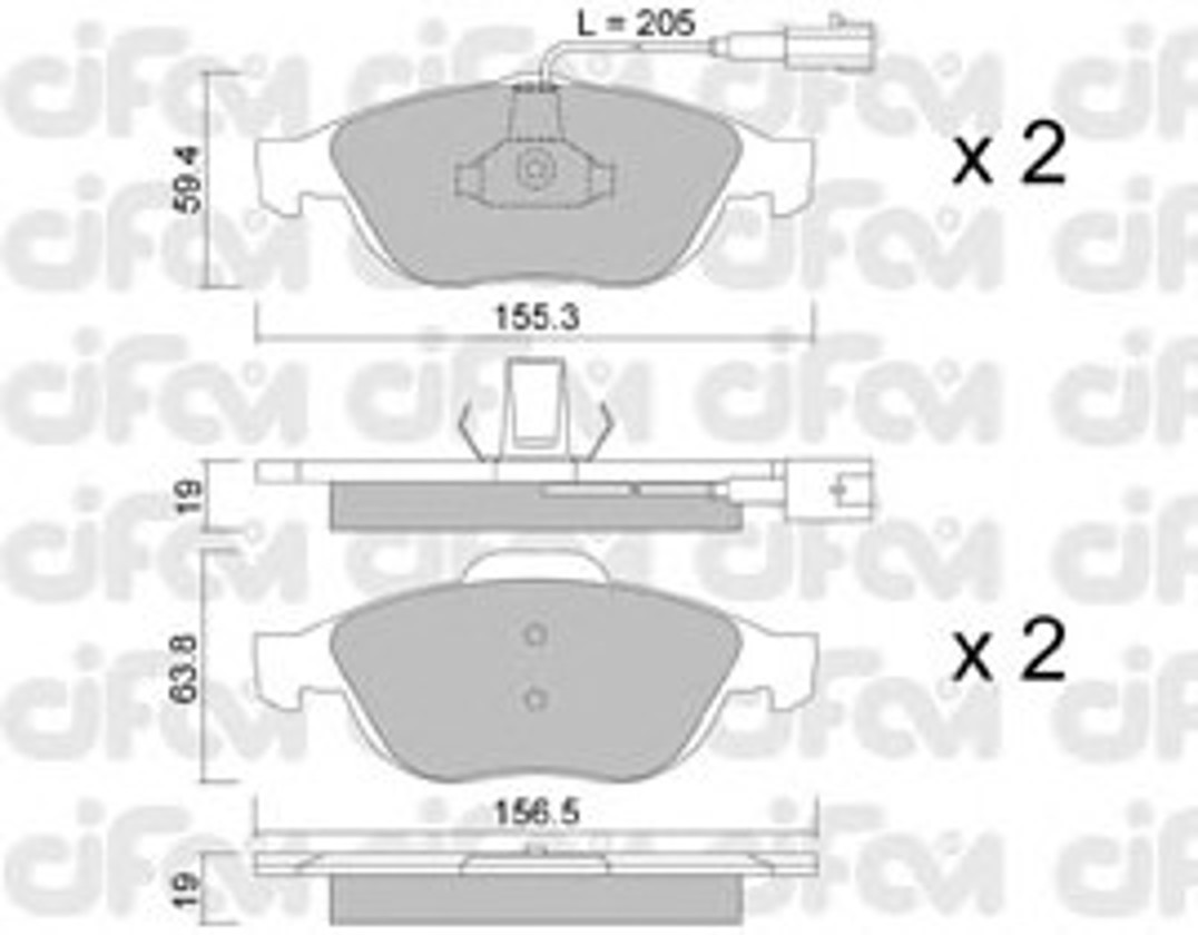 Комплект тормозных колодок дисковый тормоз CIFAM 822-220-0