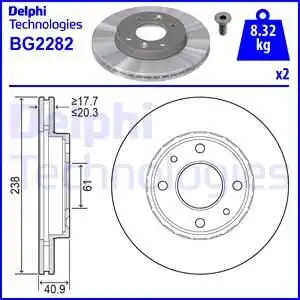 Тормозные диски DELPHI BG2282