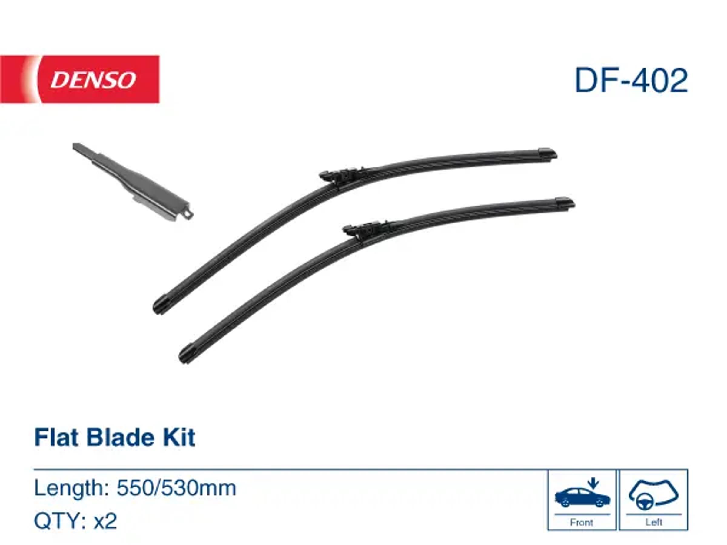 Комплект щёток стеклоочистителя (бескаркасные) DENSO DF-402