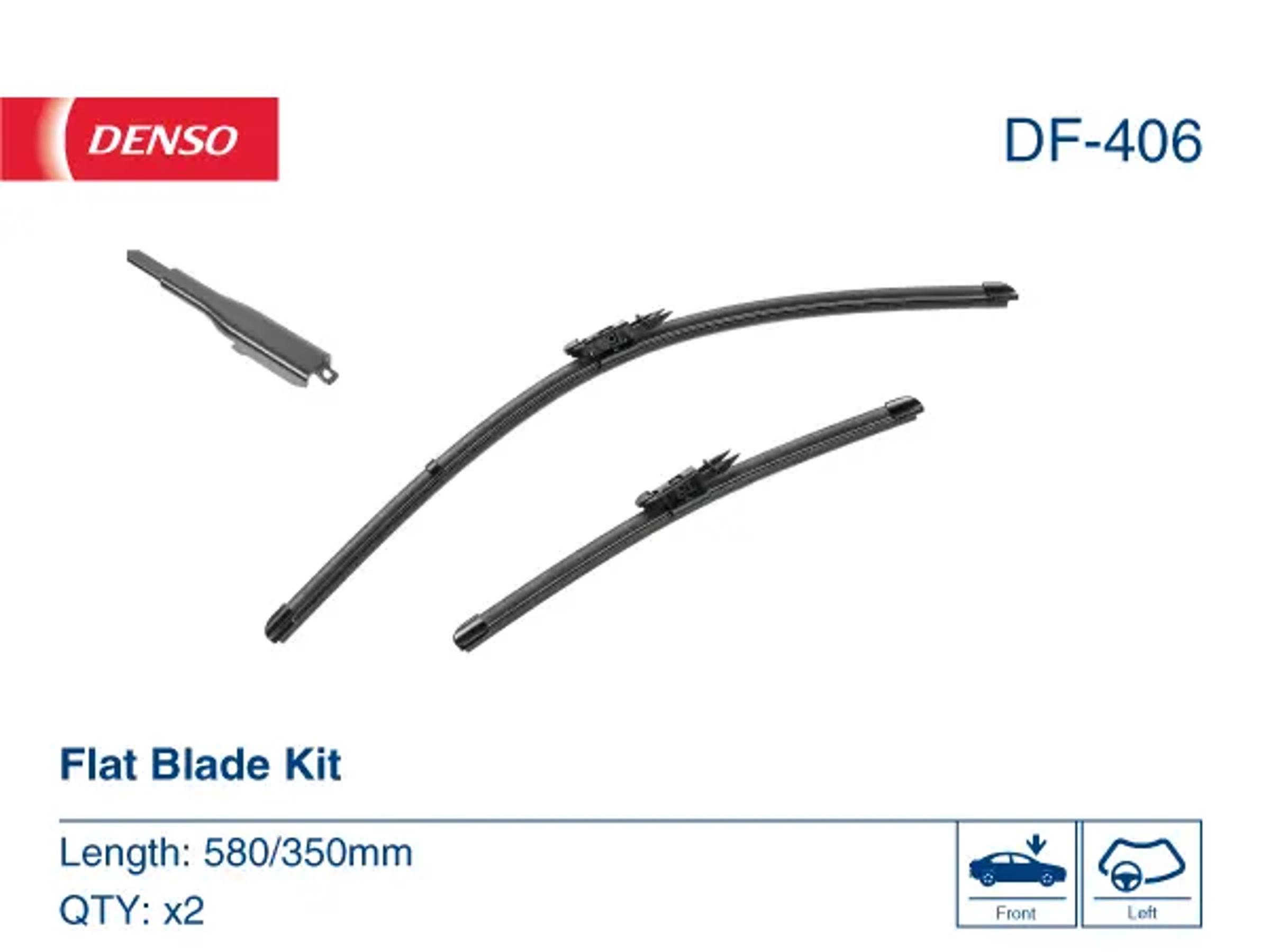 Комплект щёток стеклоочистителя (бескаркасные) DENSO DF-406