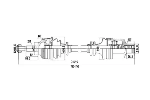 Полуось привода колеса DYNAMATRIX-KOREA DDS250263