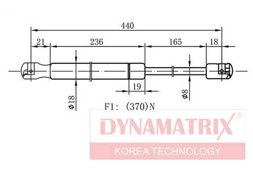 Амортизатор багажника (l440 мм f370 n) DYNAMATRIX-KOREA DGS1325BL
