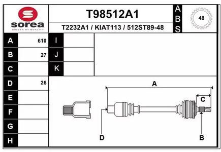 Полуось EAI T98512A1