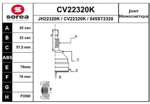 Шрус EAI CV22320K