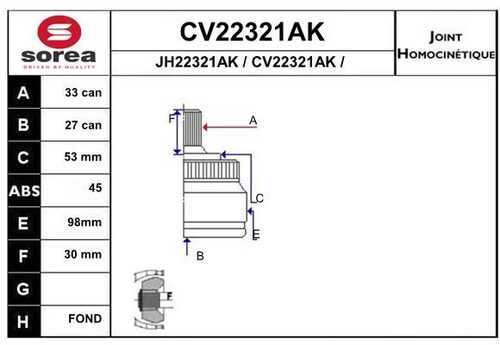 Шрус наружный EAI CV22321AK