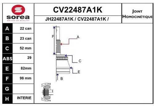 Шрус внешний с кольцом EAI CV22487A1K
